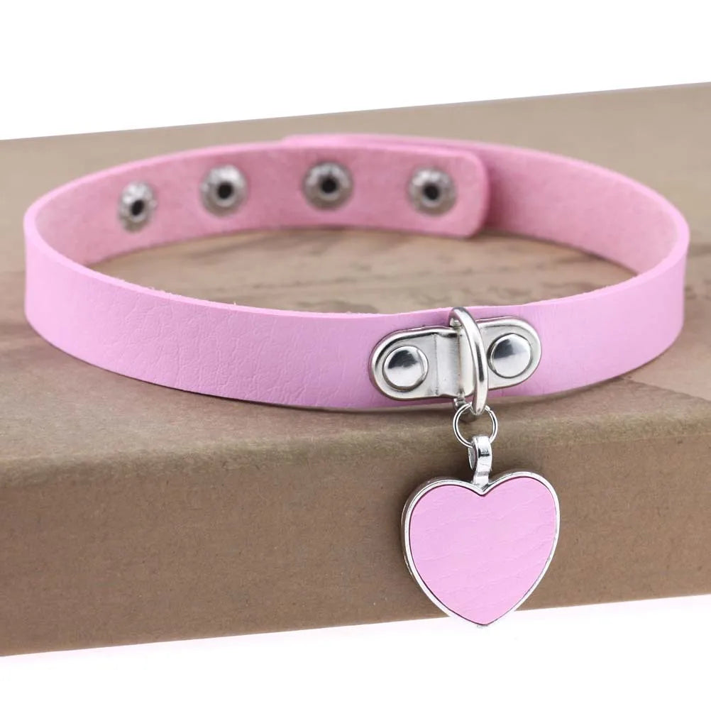 Goth Pink Leather Necklaces Women Punk Black Rivet Spike Collar Chain Neck Strap Gothic Holloween Girls Choker Y2K Body Jewelry
