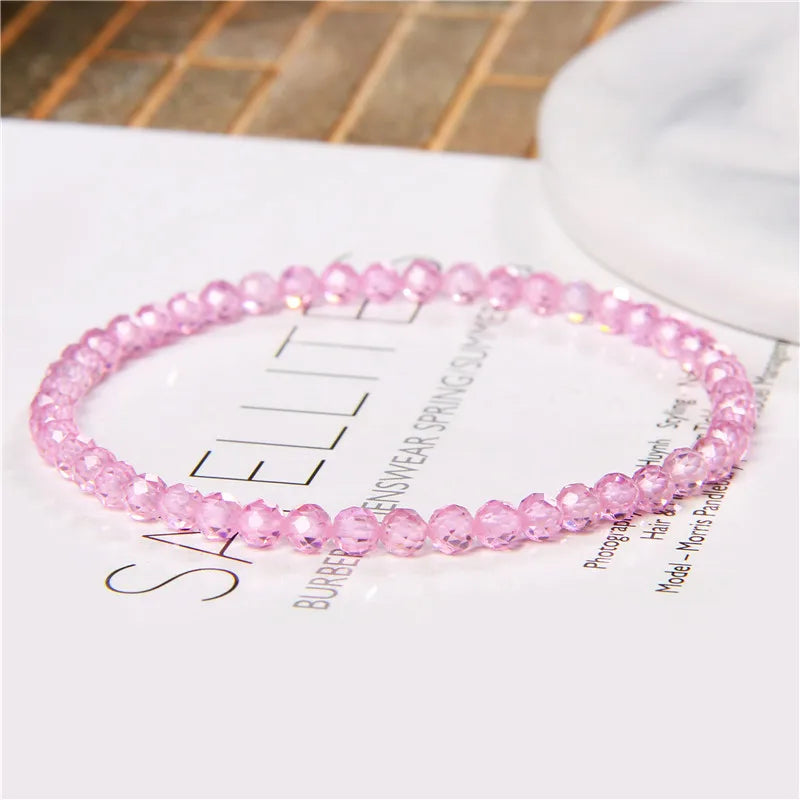 4MM Natural Stone Tourmaline Bracelets For Women Men Crystal Faceted Beaded Bracelet Healing Reiki Handmade Exquisite Jewelry