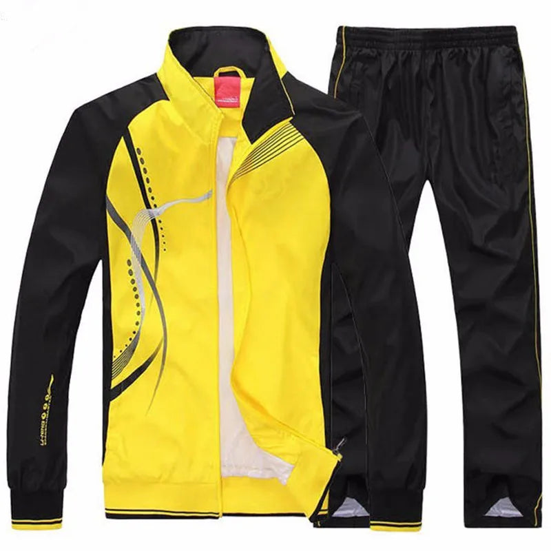 Men's Sportswear Set Spring Autumn Print Tracksuit Men 2 Piece Sets Jacket+Pant Sweatsuit Casual Sporting Outerwear Clothing