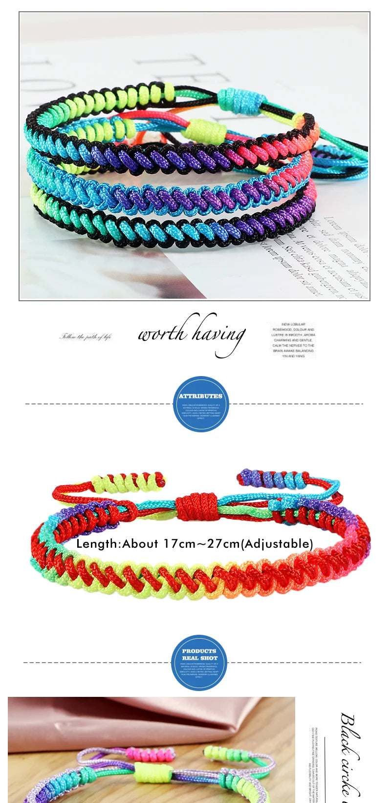 Lucky Colorful Rainbow Knots Braided Bracelet For Women Men Couple Handmade Adjustable Prayer Nylon Rope Bangles Travel Gift