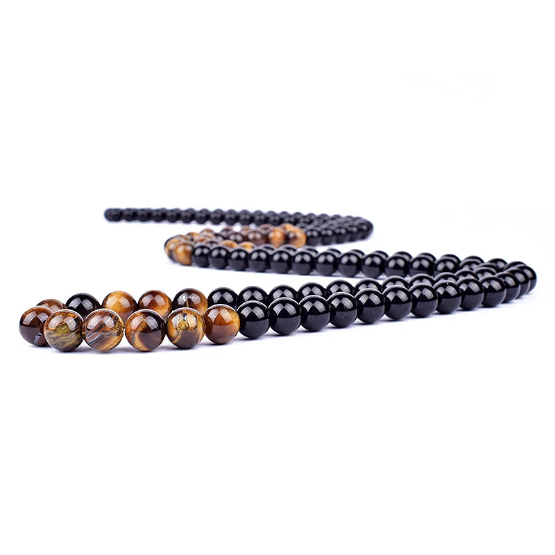 Hematite Obsidian Tiger Eye Beads Necklaces Men Fashion Triple Protection Necklaces Women for Magnetic Health Protection Jewelry