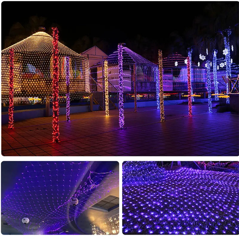 3mx2m 2mx2m 1.5mX1.5m Christmas Garlands LED String Christmas Net Light Fairy Xmas Party Garden Wedding Decoration Curtain Light