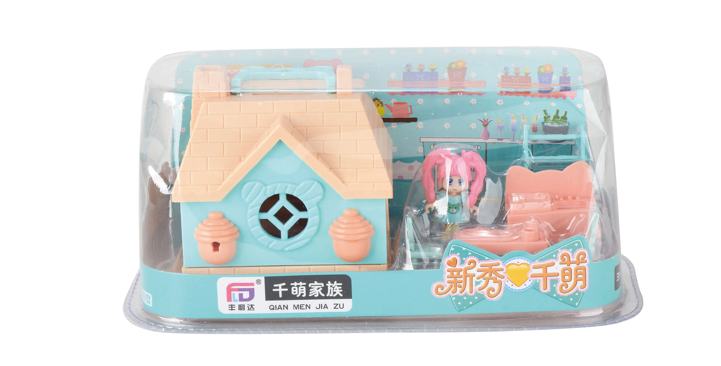 DollHouse Miniature Furniture DIY Doll House With Mini Doll Green Tree Forest Villa Home For Girl Christmas Gift ChildernToys