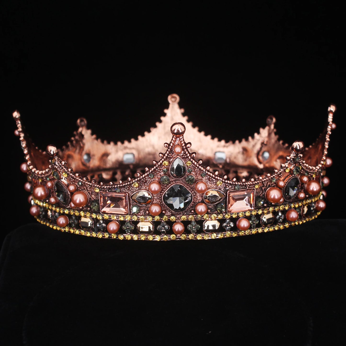 Vintage Baroque Tiara Crown Bride Crystal Queen King Crown Wedding Hair Jewelry Accessories Women Men Pageant Prom Headpiece