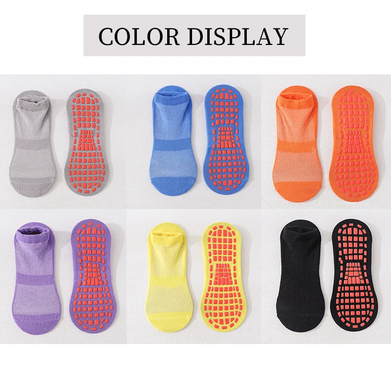 3 Pairs Men's Non-slip Silicone Floor Socks Casual Cotton Mesh Breathable Cozy Yoga Trampoline Foot Massage Ballet Dance Unisex