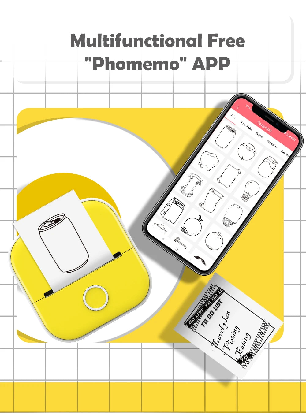 Phomemo T02 Pocket Printer Photo Journal Printing 53mm Sticker Labels Wireless Connection No-Ink Thermal Printing Long Battery