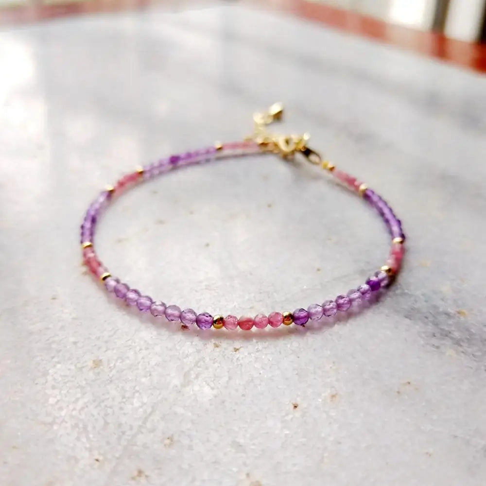 Lii Ji Multi Color Bracelet Natural Stone Lapis lazuli Peridot Labradorite Pink Tourmaline Dyed Turquoise Bracelet 1pcs