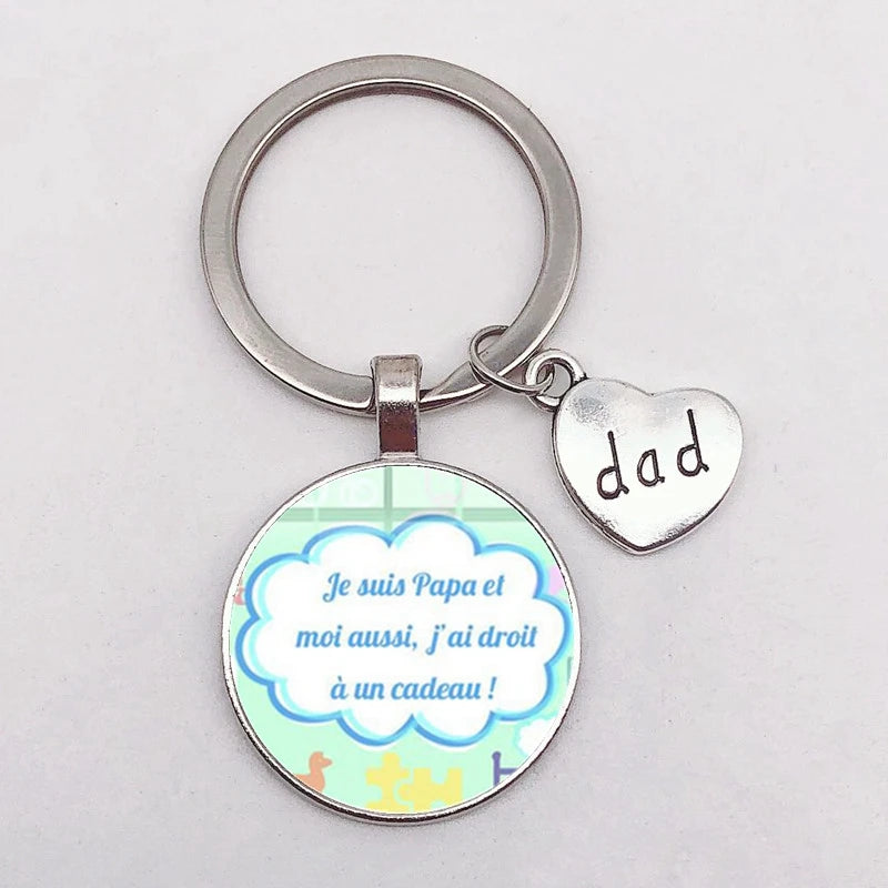 I Love Dad Keychain My Dad Is A Super Hero Pendant Glass Key Ring Father's Day Best Gift