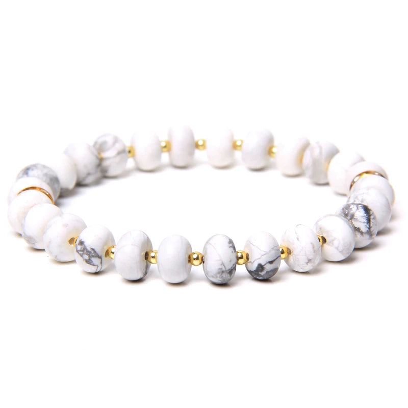 Fashion Natural white Howlite pink aventurine watermelon Tourmalin quartz stone beads bracelet for women lady Gifts Fashion