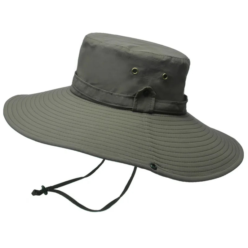 K194 Four Seasons Men's Panama Bucket Basin Sun Hat Sun Protection Hat Big Brim Fashion Outdoor