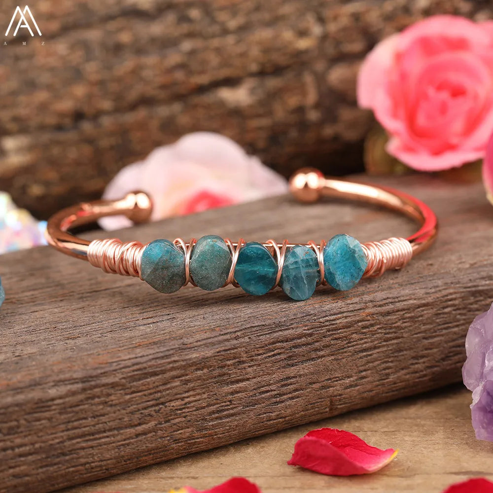 Natural Blue Kyanite Stone Open Bangle For Women High Quality Handmade Birthday Wedding Jewelry Gifts