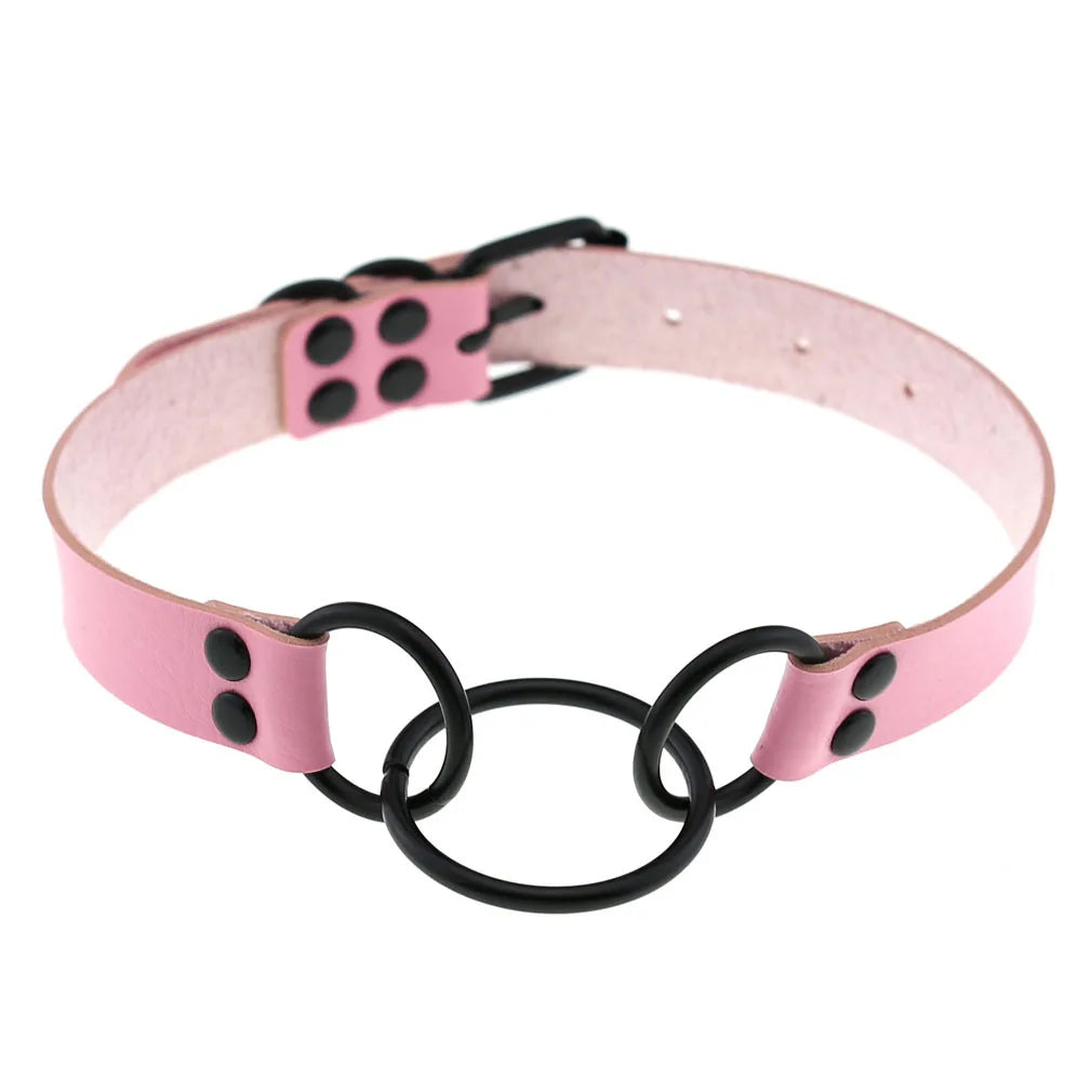 Goth Pink Leather Necklaces Women Punk Black Rivet Spike Collar Chain Neck Strap Gothic Holloween Girls Choker Y2K Body Jewelry