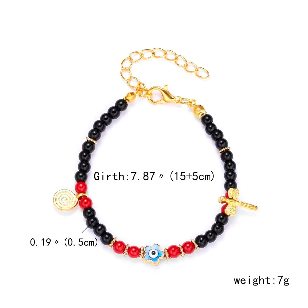 Lucky Handmade Vintage Rhinestone Palm Blue Evil Eye Pendant Link Chain Bracelet For Women Men Good Luck Bracelet Jewelry Gift
