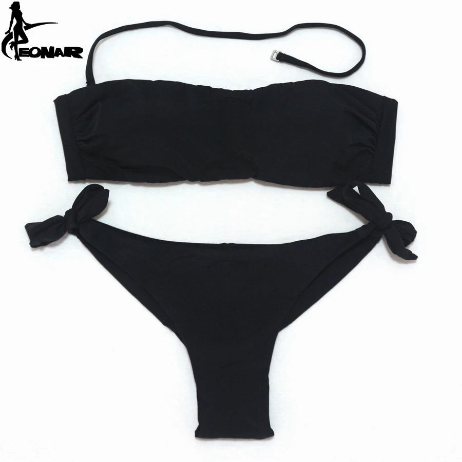 EONAR Bikini 2025 Solid Women Swimsuit  Brazilian Cut Bottom Bikini Set Push Up Swimwear Femme Bathing Suits Sport Beach Wear