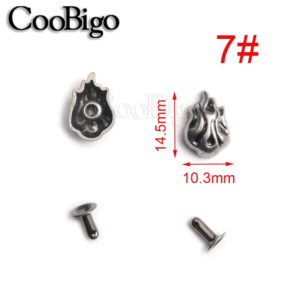 10 Sets Metal Studs Rivets Spike Stylish Riveting Parts for Leather Bag Garment Shoe DIY Craft Accessories Rose Bullet Snowflake