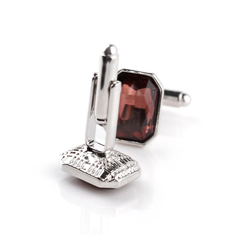 real stone cufflinks Pink blue purple green orange Crystal Cufflinks For Men Business Cuff Buttons Men's Shirt Cuff Links gifts