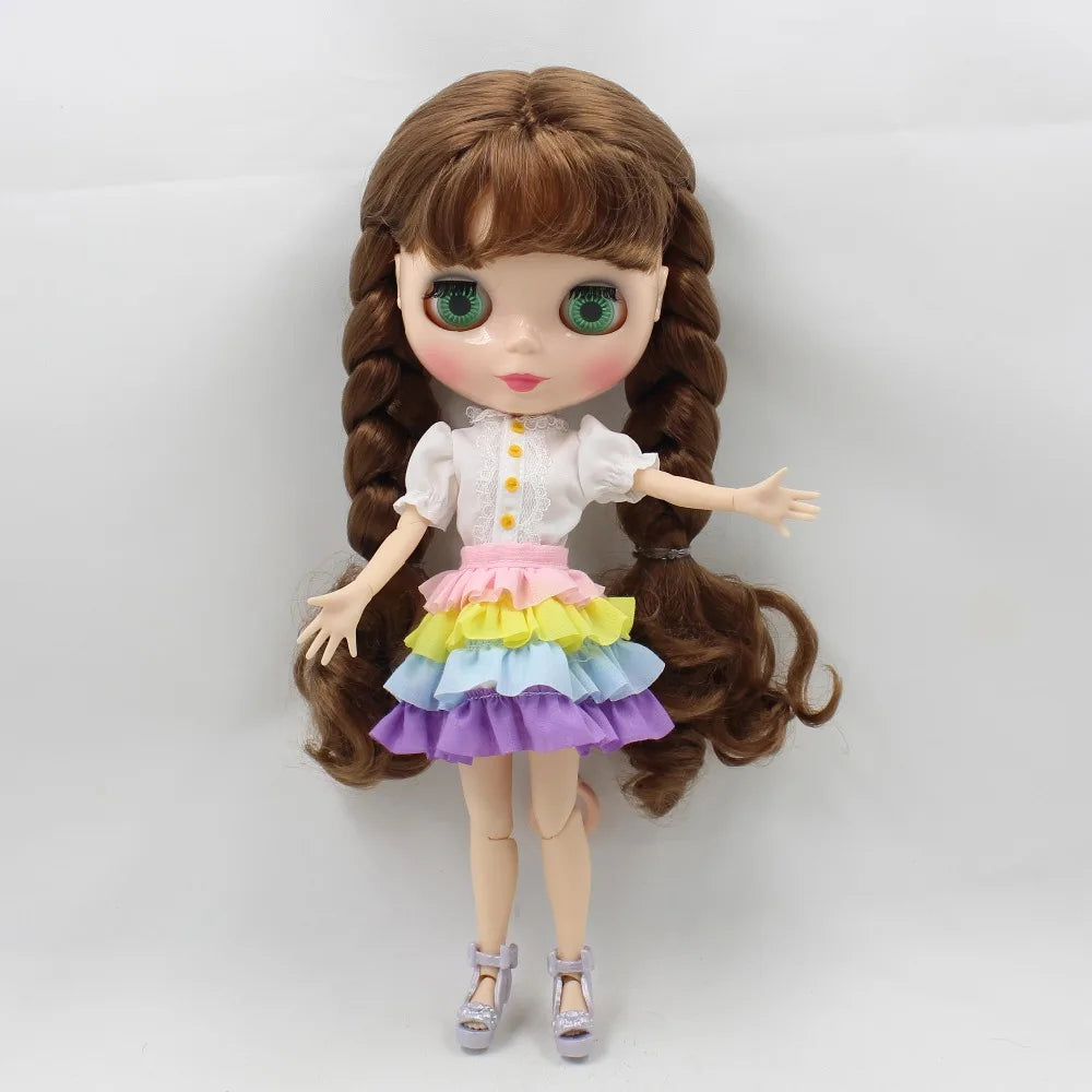 ICY DBS Blyth doll Clothes Christmas Gift toy rainbow dress white shirt white skirt anime outfits