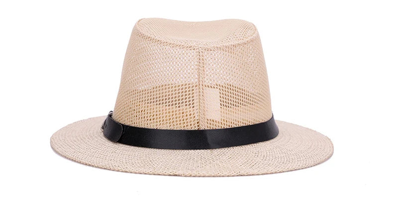 Men's British jazz hat breathable mesh hat outdoor sun protection sun hat summer hat linen big hat