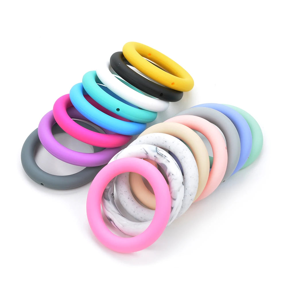 LOFCA 3pcs Silicone Beads Round 65mm Round Ring pendant Food Grade  BPA Free High Quality Silicone Necklace Jewelry Accessories