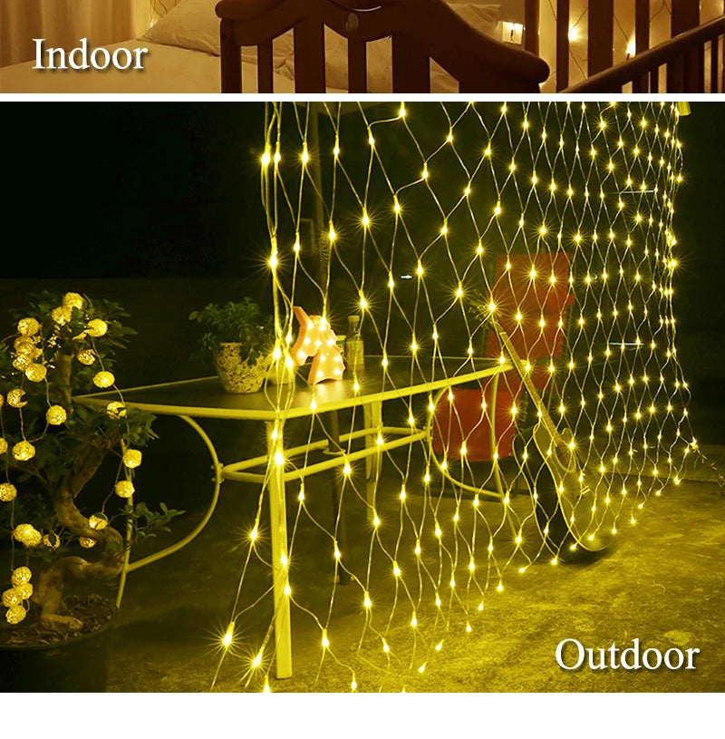 3mx2m 2mx2m 1.5mX1.5m Christmas Garlands LED String Christmas Net Light Fairy Xmas Party Garden Wedding Decoration Curtain Light