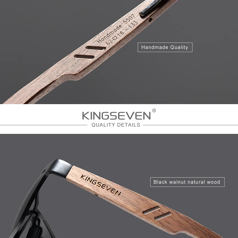 KINGSEVEN Wooden Men Sunglasses Polarized Outdoor Sun Glasses Women Mirror Lens Handmade Fishing Fashion UV400 Eyewear