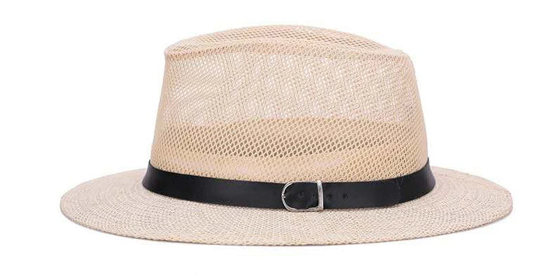 Men's British jazz hat breathable mesh hat outdoor sun protection sun hat summer hat linen big hat