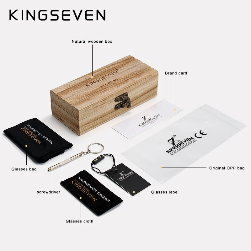 KINGSEVEN Wooden Men Sunglasses Polarized Outdoor Sun Glasses Women Mirror Lens Handmade Fishing Fashion UV400 Eyewear