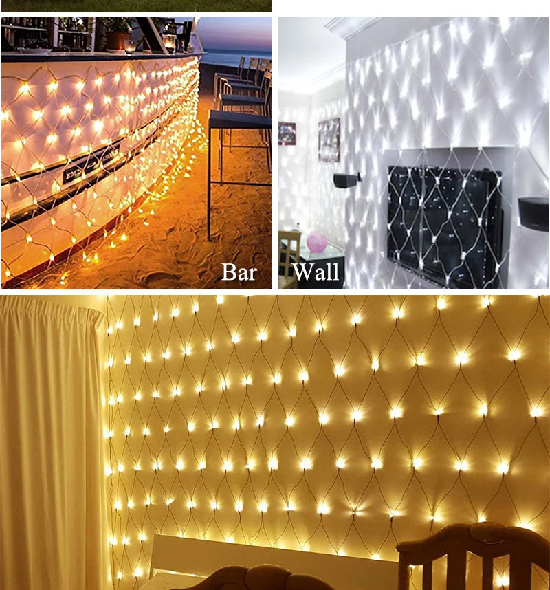 3mx2m 2mx2m 1.5mX1.5m Christmas Garlands LED String Christmas Net Light Fairy Xmas Party Garden Wedding Decoration Curtain Light