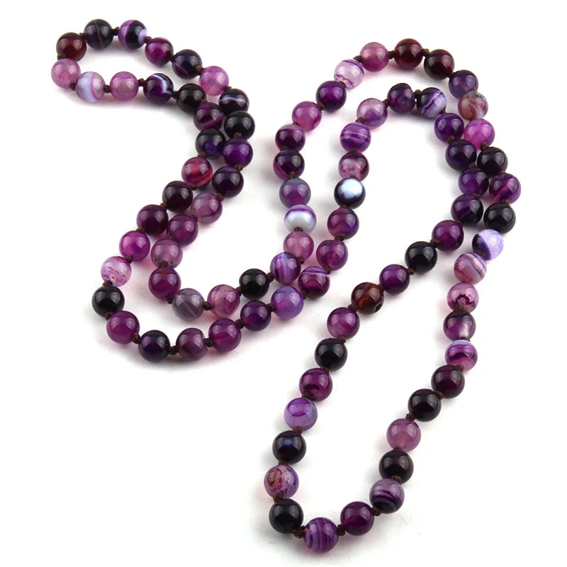 Free Shipping Fashion Jewelry Onyx Semi Precious Stones Bead long Knotted Necklace