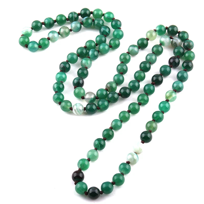 Free Shipping Fashion Jewelry Onyx Semi Precious Stones Bead long Knotted Necklace