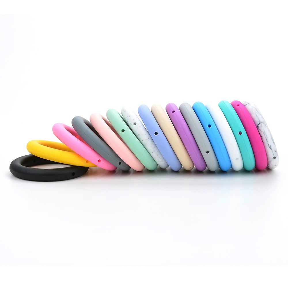 LOFCA 3pcs Silicone Beads Round 65mm Round Ring pendant Food Grade  BPA Free High Quality Silicone Necklace Jewelry Accessories