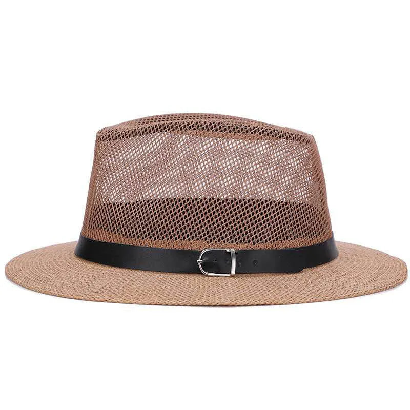 Men's British jazz hat breathable mesh hat outdoor sun protection sun hat summer hat linen big hat