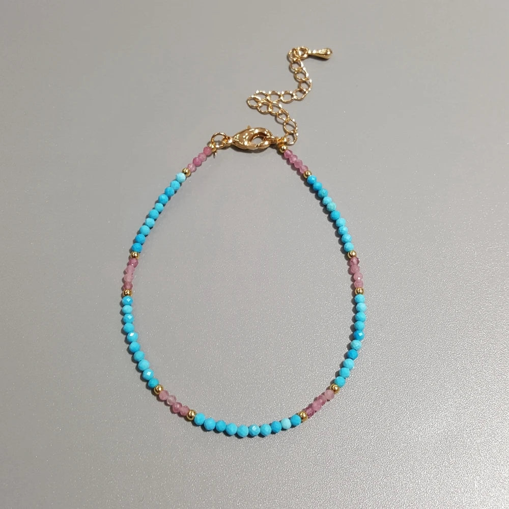 Lii Ji  Real Stone Lapis lazuli Peridots Labradorite Pink Tourmalines Turquoises Bracelet Women Men Yoga Healing  1pcs