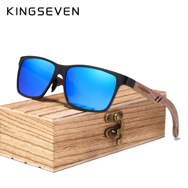 KINGSEVEN Wooden Men Sunglasses Polarized Outdoor Sun Glasses Women Mirror Lens Handmade Fishing Fashion UV400 Eyewear