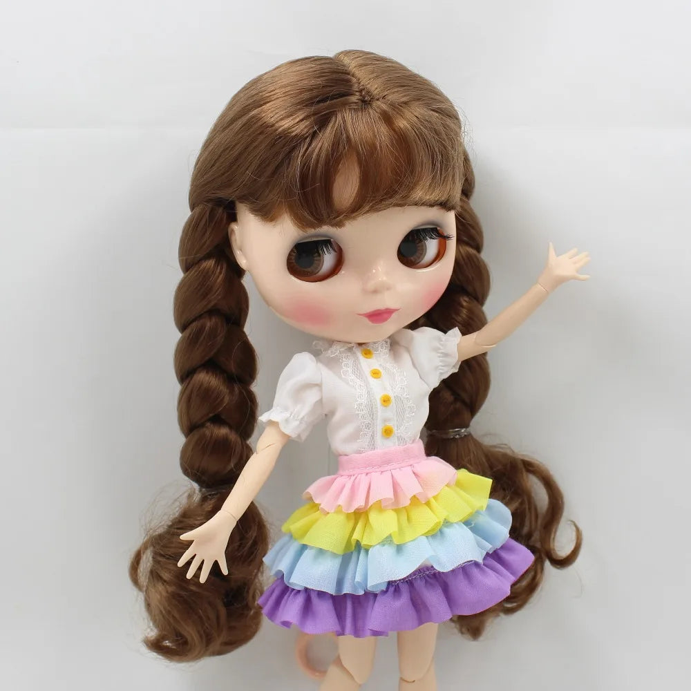 ICY DBS Blyth doll Clothes Christmas Gift toy rainbow dress white shirt white skirt anime outfits