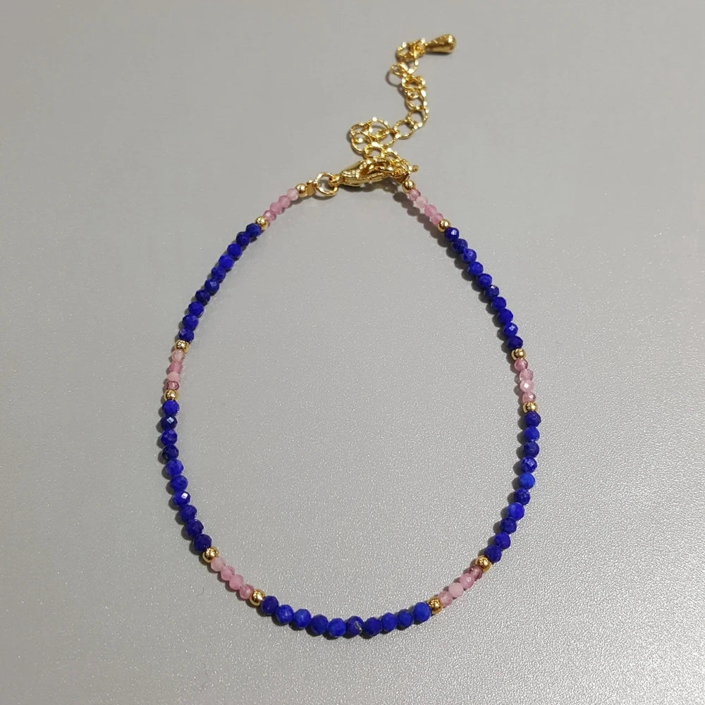 Lii Ji  Real Stone Lapis lazuli Peridots Labradorite Pink Tourmalines Turquoises Bracelet Women Men Yoga Healing  1pcs