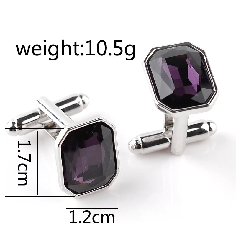 real stone cufflinks Pink blue purple green orange Crystal Cufflinks For Men Business Cuff Buttons Men's Shirt Cuff Links gifts
