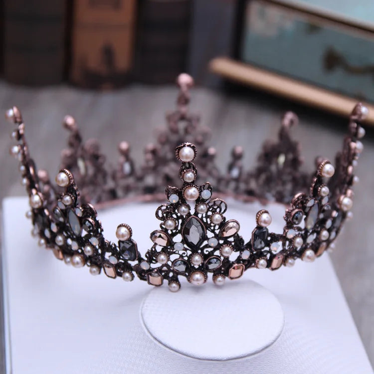 Vintage Baroque Tiara Crown Bride Crystal Queen King Crown Wedding Hair Jewelry Accessories Women Men Pageant Prom Headpiece