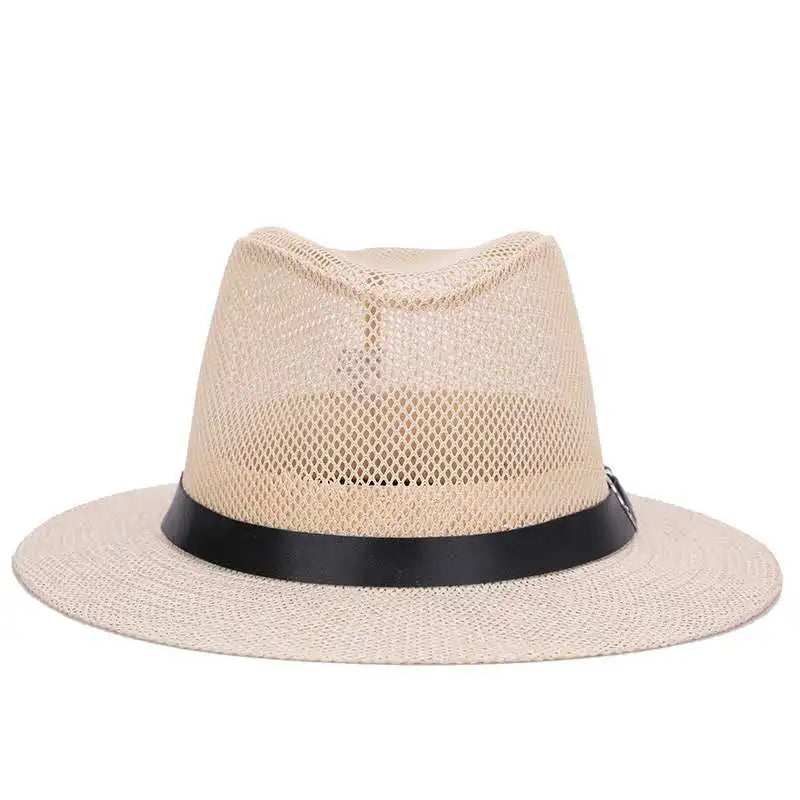 Men's British jazz hat breathable mesh hat outdoor sun protection sun hat summer hat linen big hat