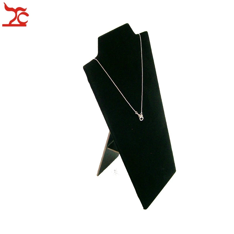 Wooden Necklace Stand White Pu Jewelry Pendant Display Holder Organizer Storage Easel Shelf Rack 3 Color 12.5*22.5Cm