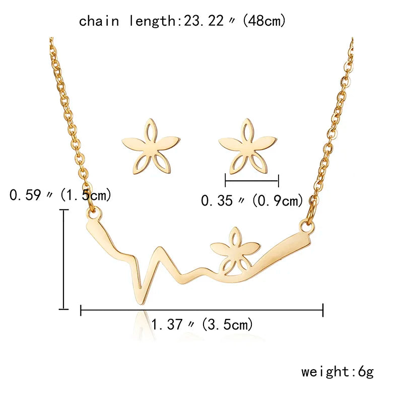 Cute Cat Butterfly Jewelry Set Stainless Steel Animal Infinity 8 Stars Heart Pendant Necklace Earrings Set Best Friends Gift