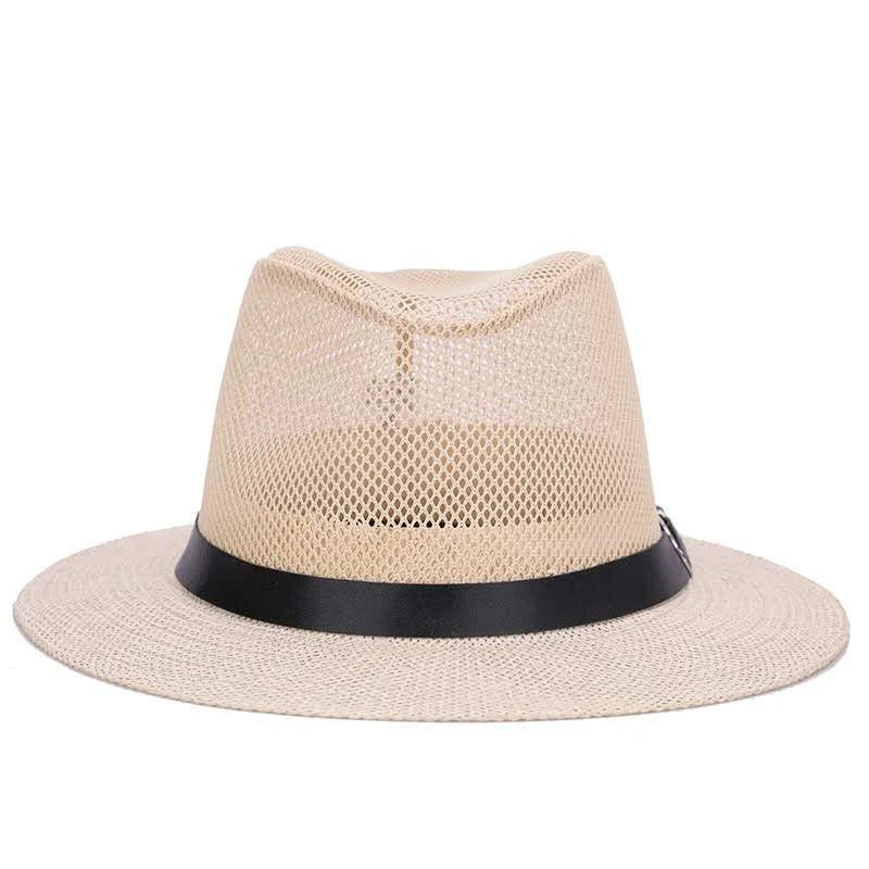 Men's British jazz hat breathable mesh hat outdoor sun protection sun hat summer hat linen big hat