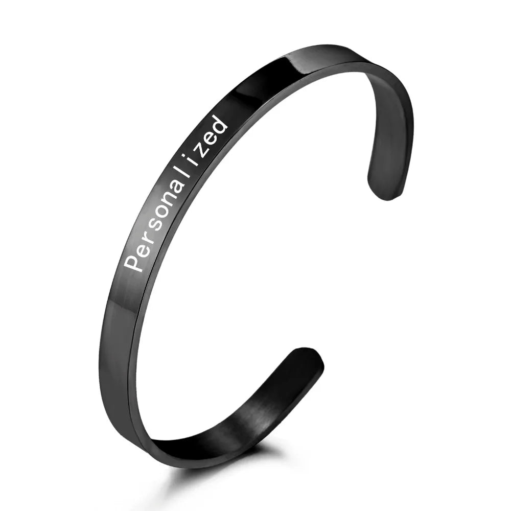 1PC Personalized Engraved Custom Name Stainless Steel Bracelet Jewelry Name Words Letters Custom Bracelet & Bangle For Women men