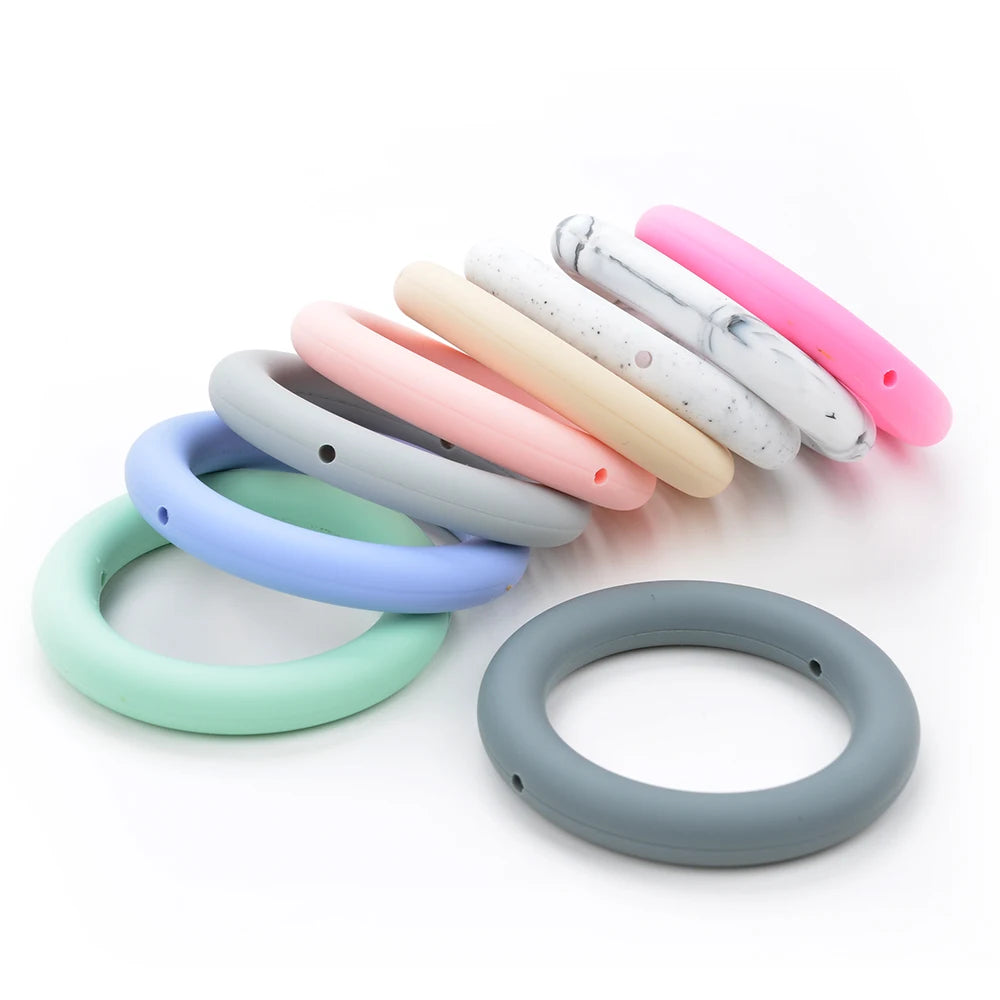 LOFCA 3pcs Silicone Beads Round 65mm Round Ring pendant Food Grade  BPA Free High Quality Silicone Necklace Jewelry Accessories
