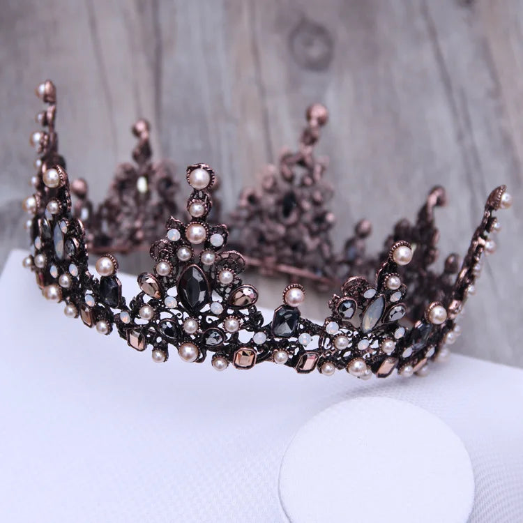 Vintage Baroque Tiara Crown Bride Crystal Queen King Crown Wedding Hair Jewelry Accessories Women Men Pageant Prom Headpiece