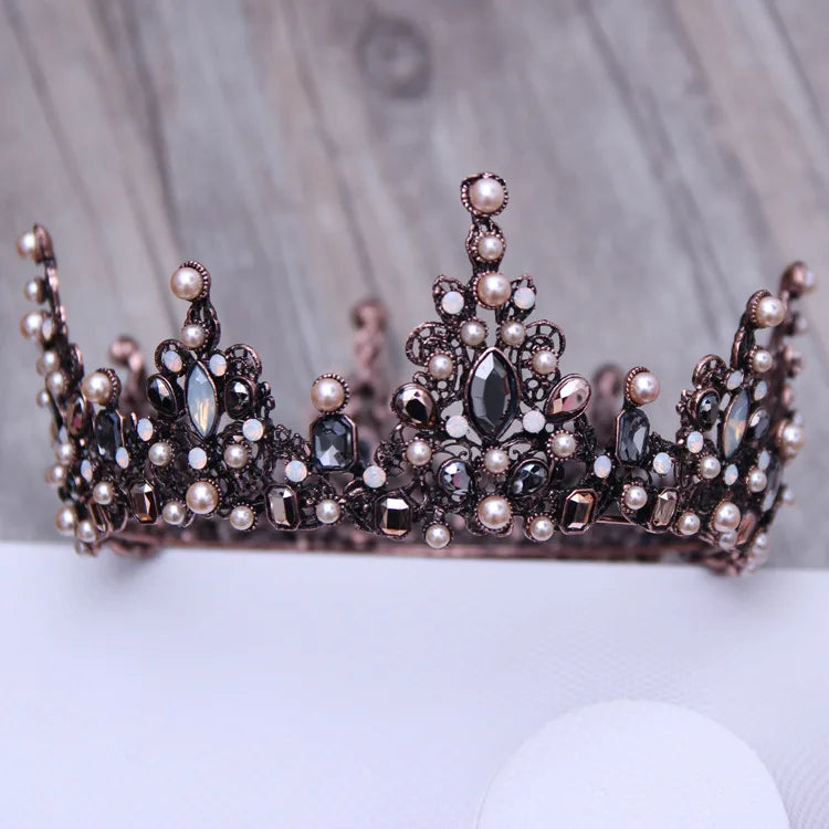 Vintage Baroque Tiara Crown Bride Crystal Queen King Crown Wedding Hair Jewelry Accessories Women Men Pageant Prom Headpiece