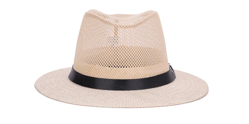 Men's British jazz hat breathable mesh hat outdoor sun protection sun hat summer hat linen big hat