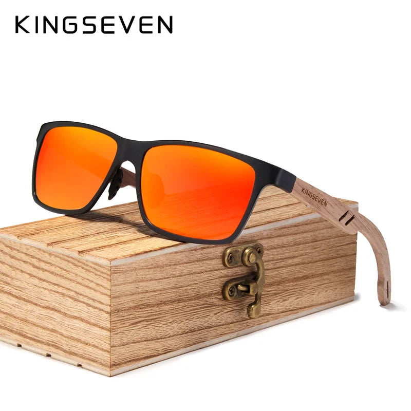 KINGSEVEN Wooden Men Sunglasses Polarized Outdoor Sun Glasses Women Mirror Lens Handmade Fishing Fashion UV400 Eyewear