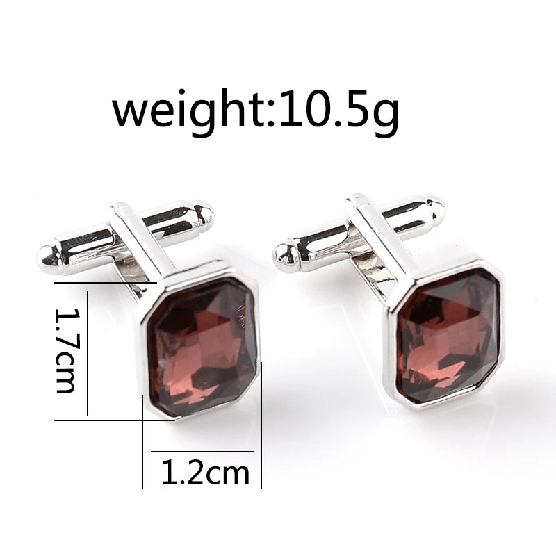 real stone cufflinks Pink blue purple green orange Crystal Cufflinks For Men Business Cuff Buttons Men's Shirt Cuff Links gifts