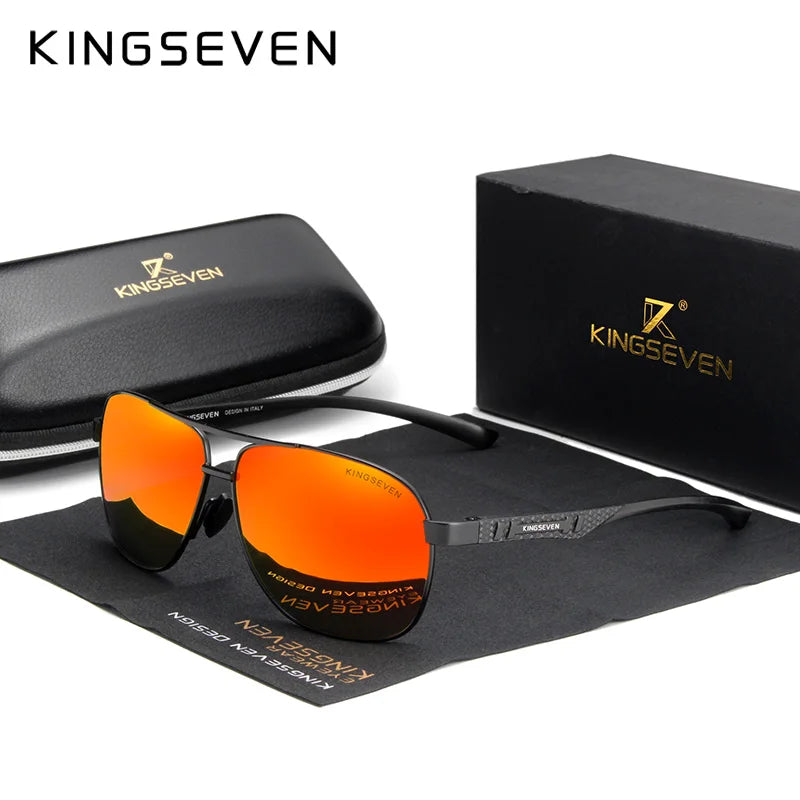 KINGSEVEN Women Men Sunglasses Polarized Mirror Lens Vintage Eyewear Driving Sun glasses Aluminum Temple Gafas de sol Masculino